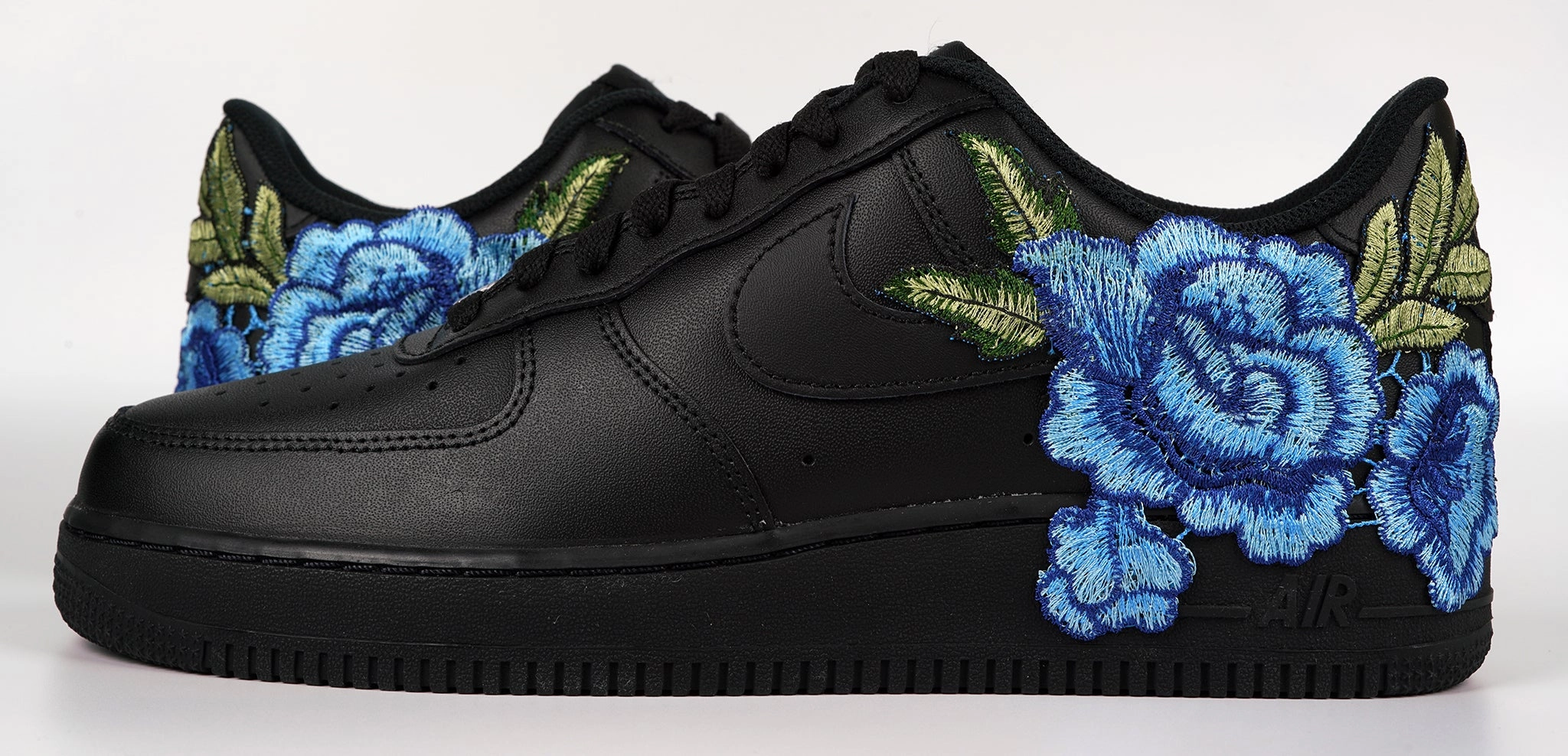 Queen Fit Air Force 1 Custom Blue Rose Shoes Short Low Flower Floral Design Black Men Womens & Kids All Sizes Af1 Sneakers