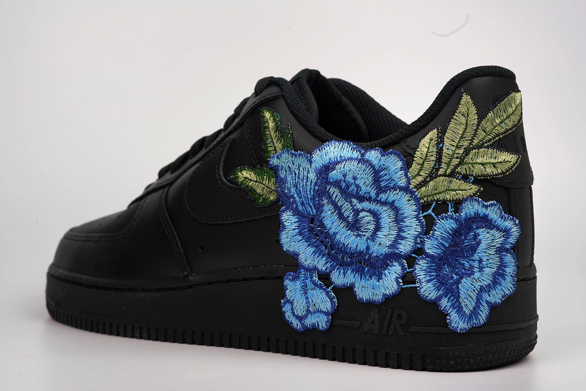 Smart Fit Color Pop Air Force 1 Custom Blue Rose Shoes Short Low Flower Floral Design Black Men Womens & Kids All Sizes Af1 Sneakers