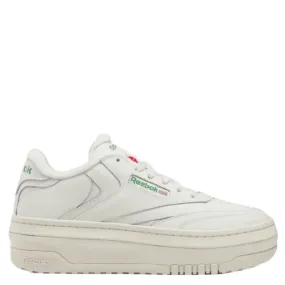 Canvas Reebok Women's Club C Extra in Chalk/Chalk/Glen Green