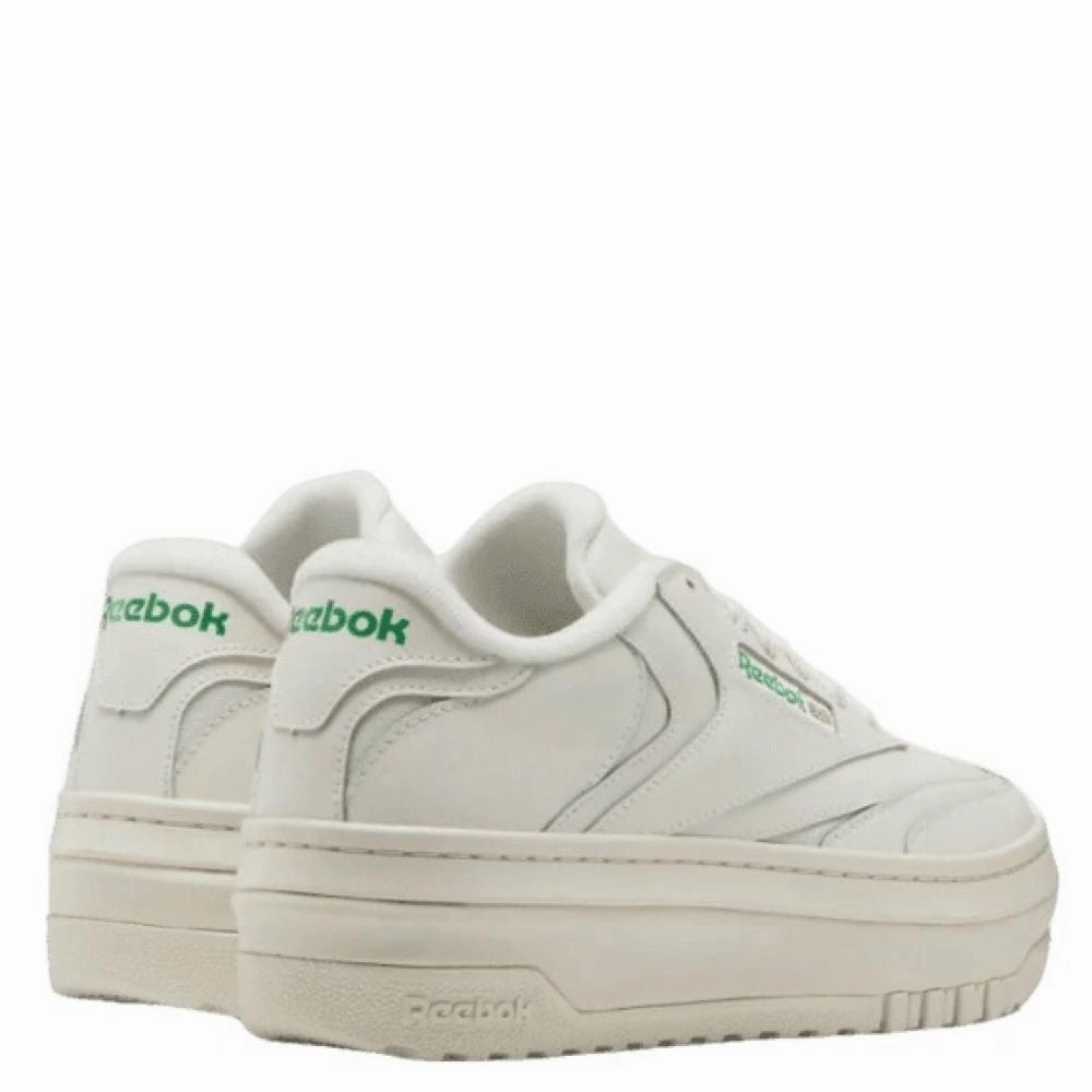 Reebok Women's Club C Extra in Chalk/Chalk/Glen Green Shine Bright Action Ready