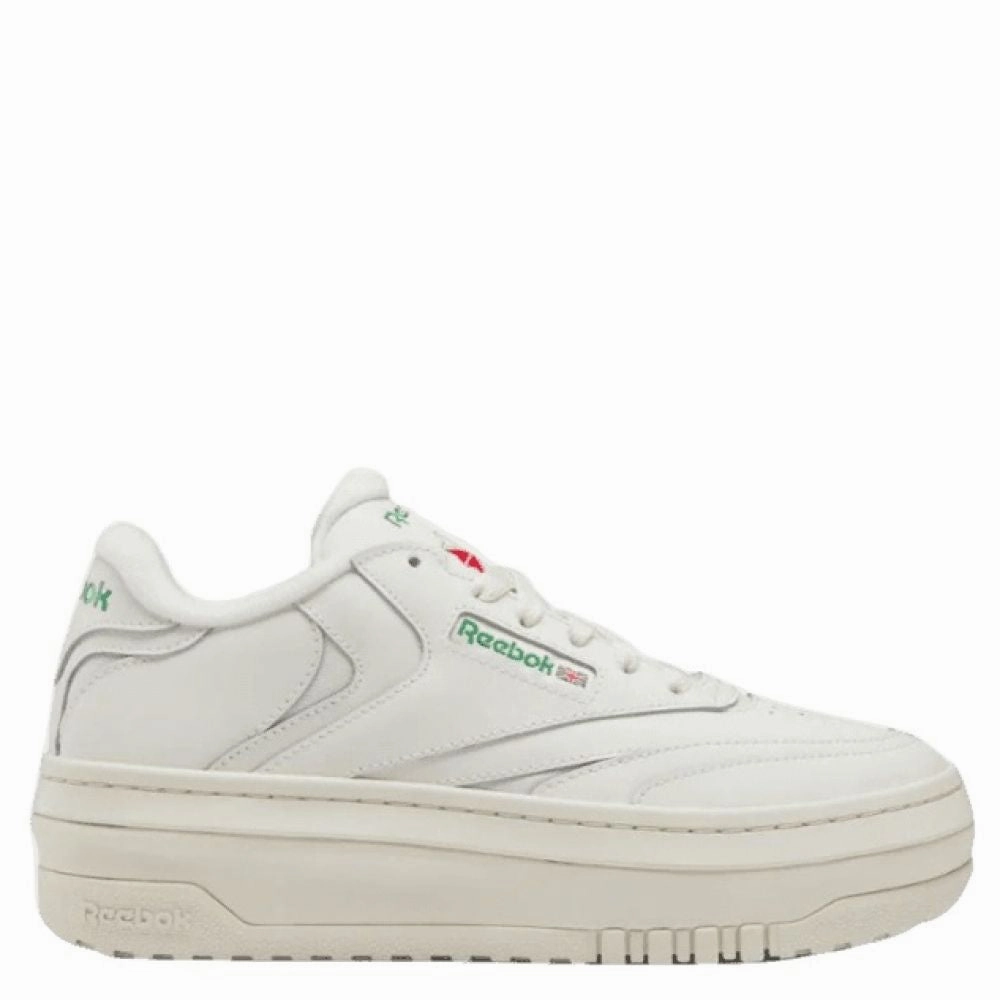 Canvas Reebok Women's Club C Extra in Chalk/Chalk/Glen Green